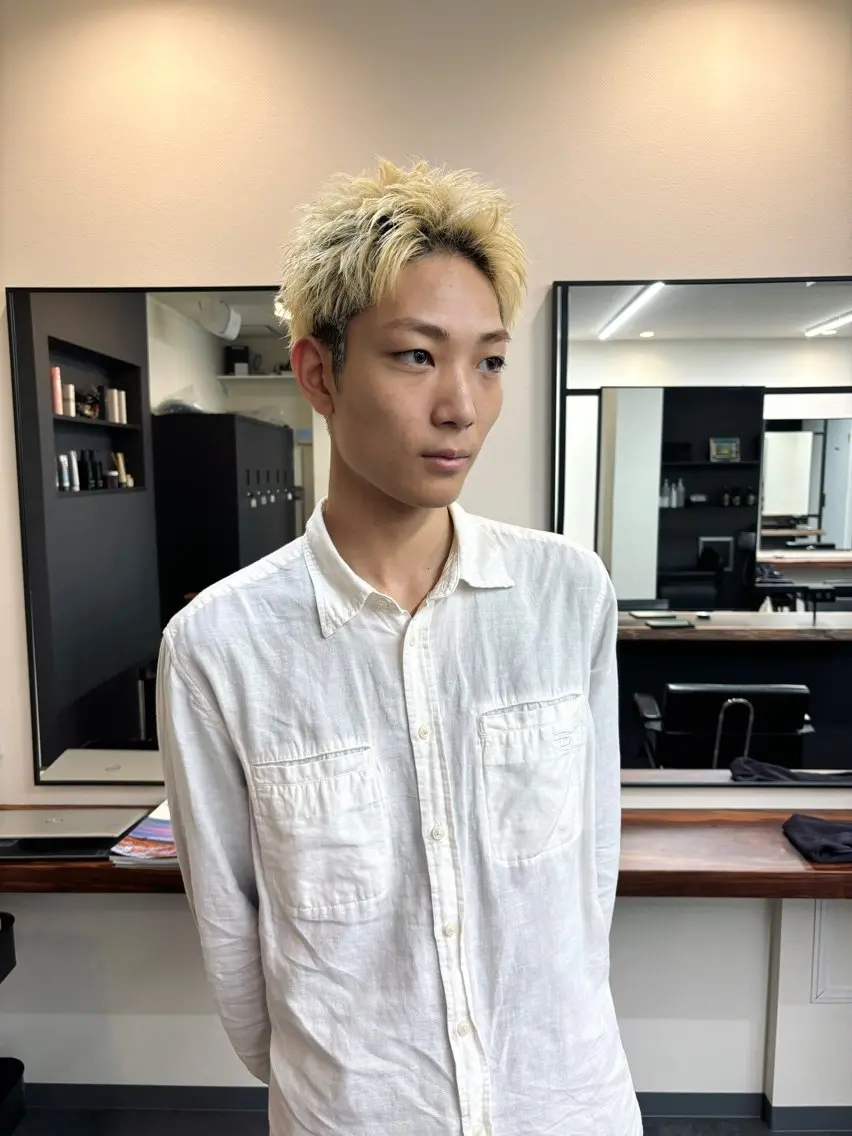 カラー メンズ カット ヘアカラー トリートメント スパイキーパーマ 柏NO1 藤本葉のヘアスタイル