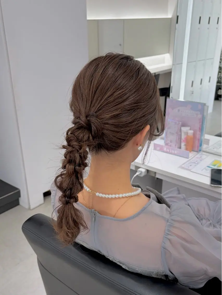セミロング ヘアアレンジ ヘアセット グレージュ/ベージュ /経堂/sana🌱のヘアスタイル