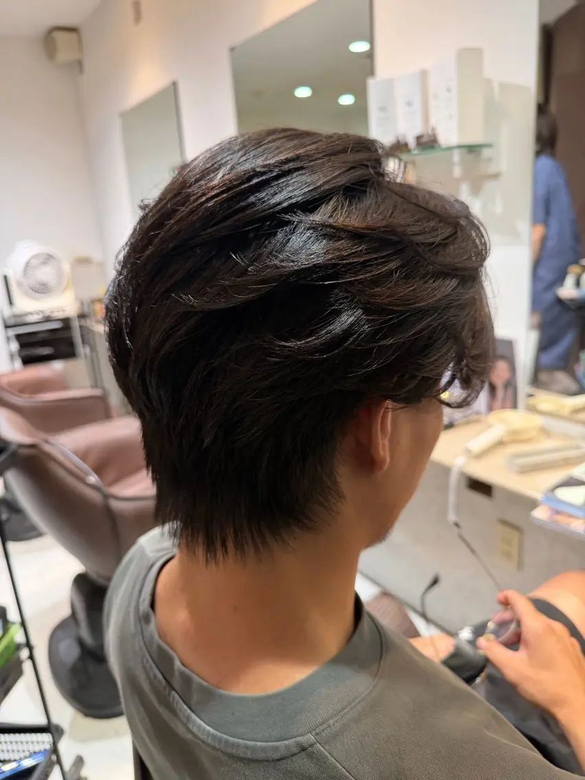 ショート メンズ センターパート メンズ韓国風 韓国マッシュ マッシュ メンズパーマ 大木 拓瑞のヘアスタイル