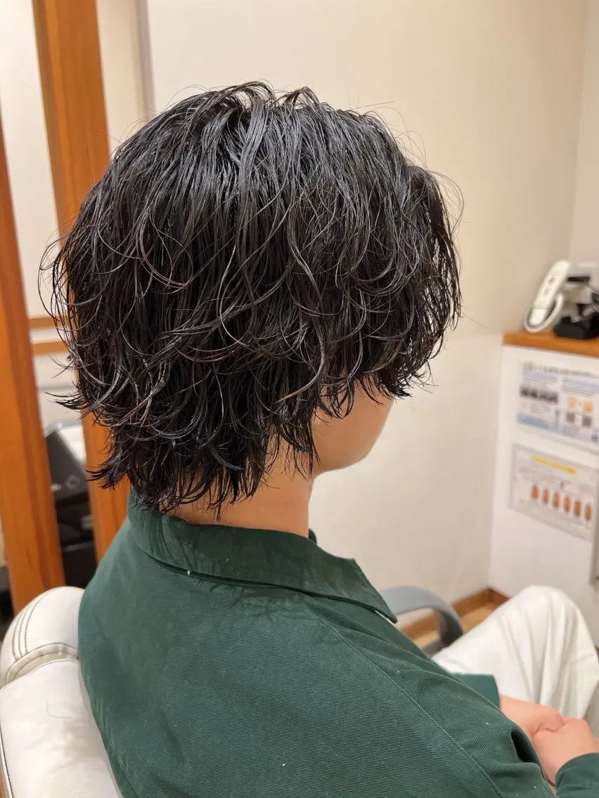 ミディアム パーマ メンズ カット パーマ アザマ　ヤスカツ _rosso 川口のヘアスタイル