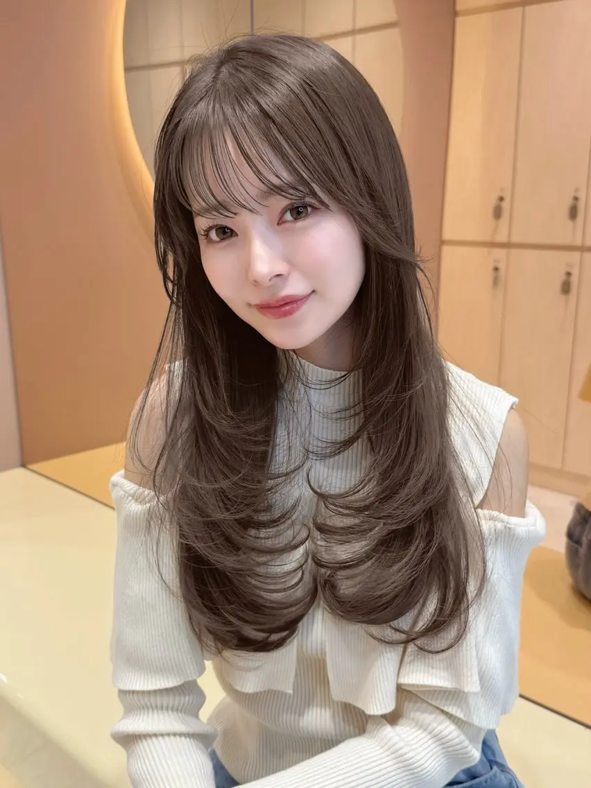ロング カラー 大宮レイヤーカット ハッシュ　柏崎颯刀のヘアスタイル