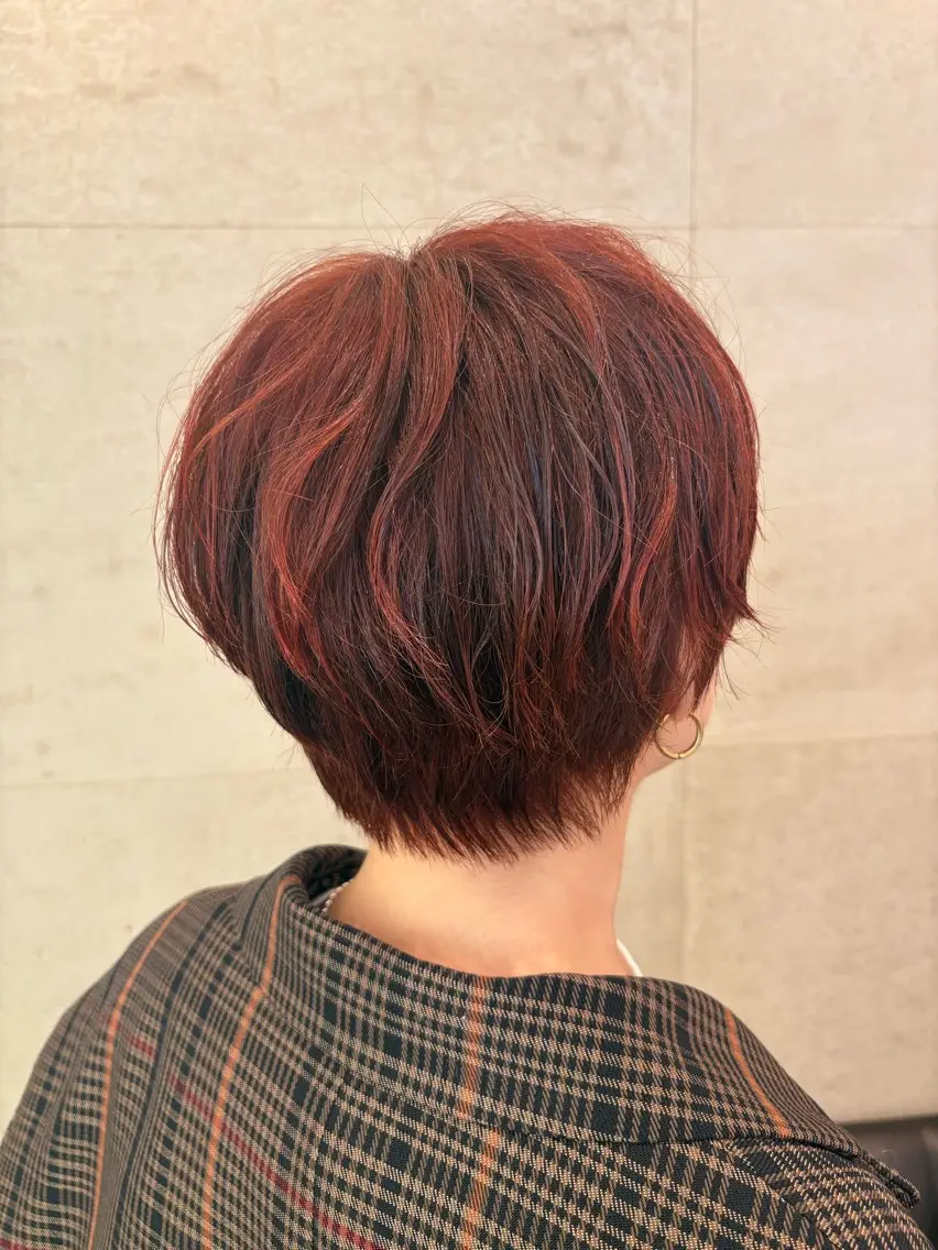 ショート カラー オレンジ タナサワ ナツミのヘアスタイル