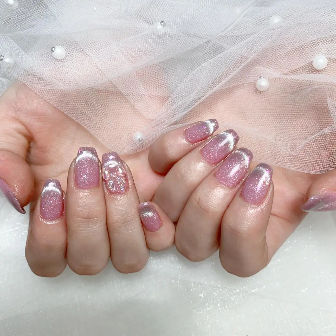 ネイル キッズ メンズ フレンチネイル マグネットネイル マグネットフレンチ ハンドネイル Nail salon 木にいるのネイルデザイン