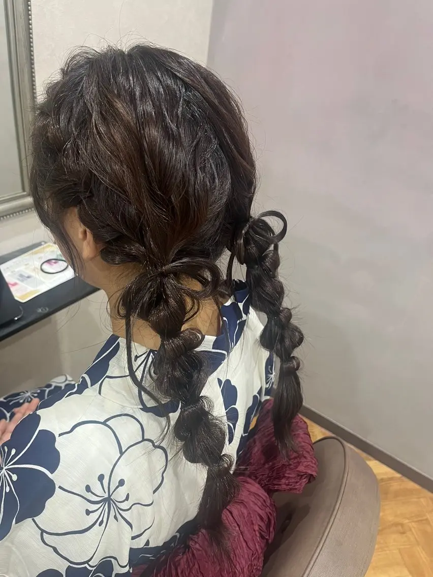 ヘアアレンジ 浴衣 koikiナチュラル オリーブカラー🦙のヘアスタイル