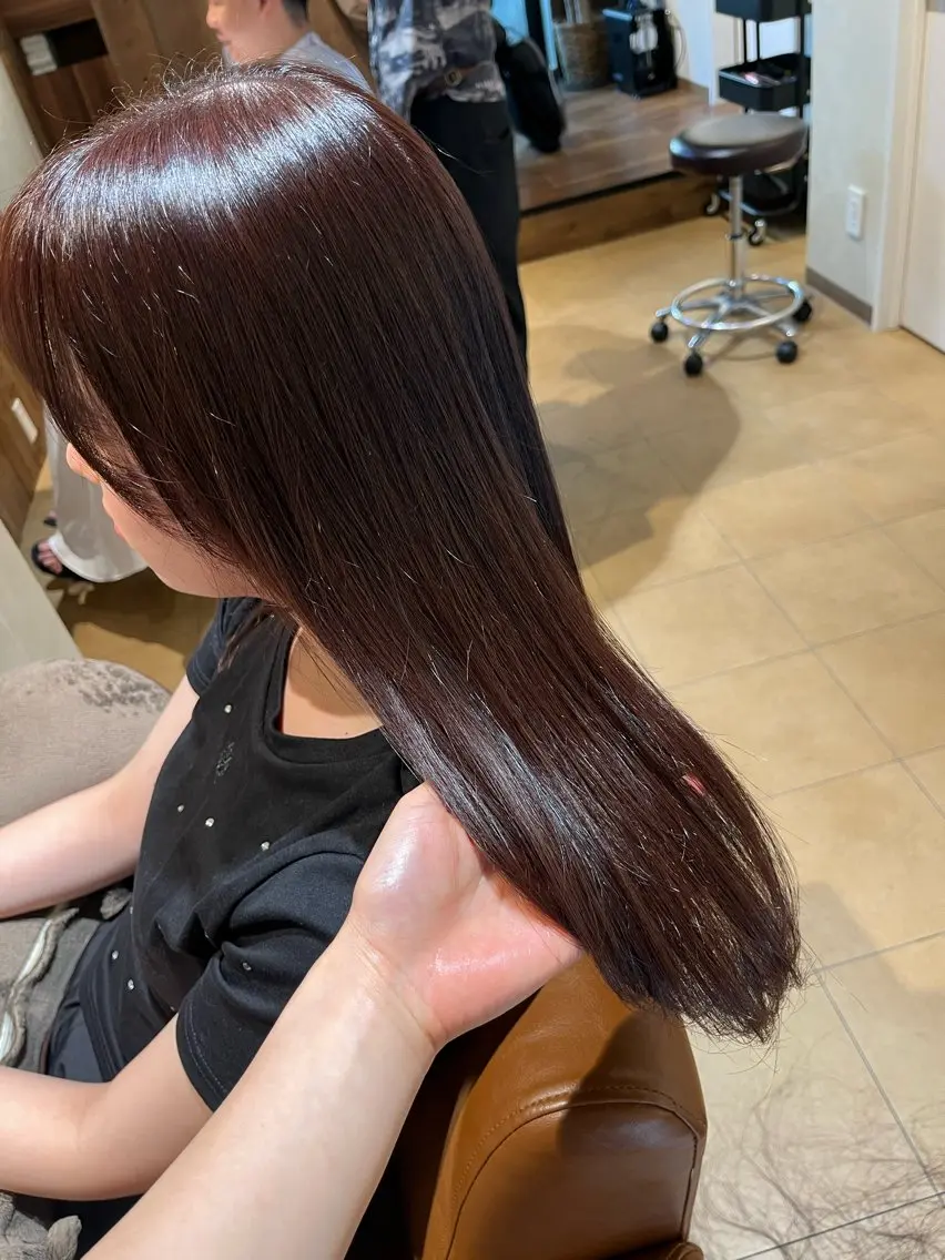 ミディアム カラー ブラウンカラー レッドカラー 髪質改善 カット ヘアカラー end roll りんのヘアスタイル