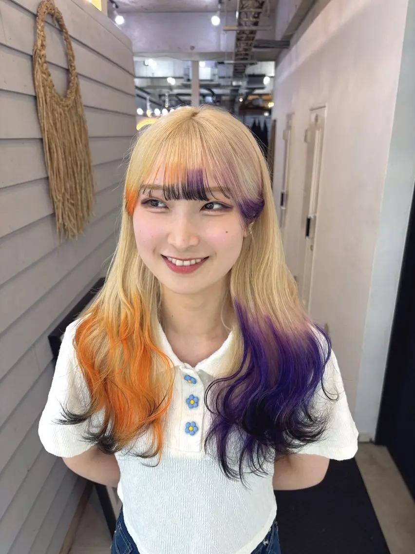 セミロング カラー ブリーチ ケアブリーチ デザインカラー ハイトーンカラー 髪質改善 ヘアカラー トリートメント GISEL 小倉のヘアスタイル