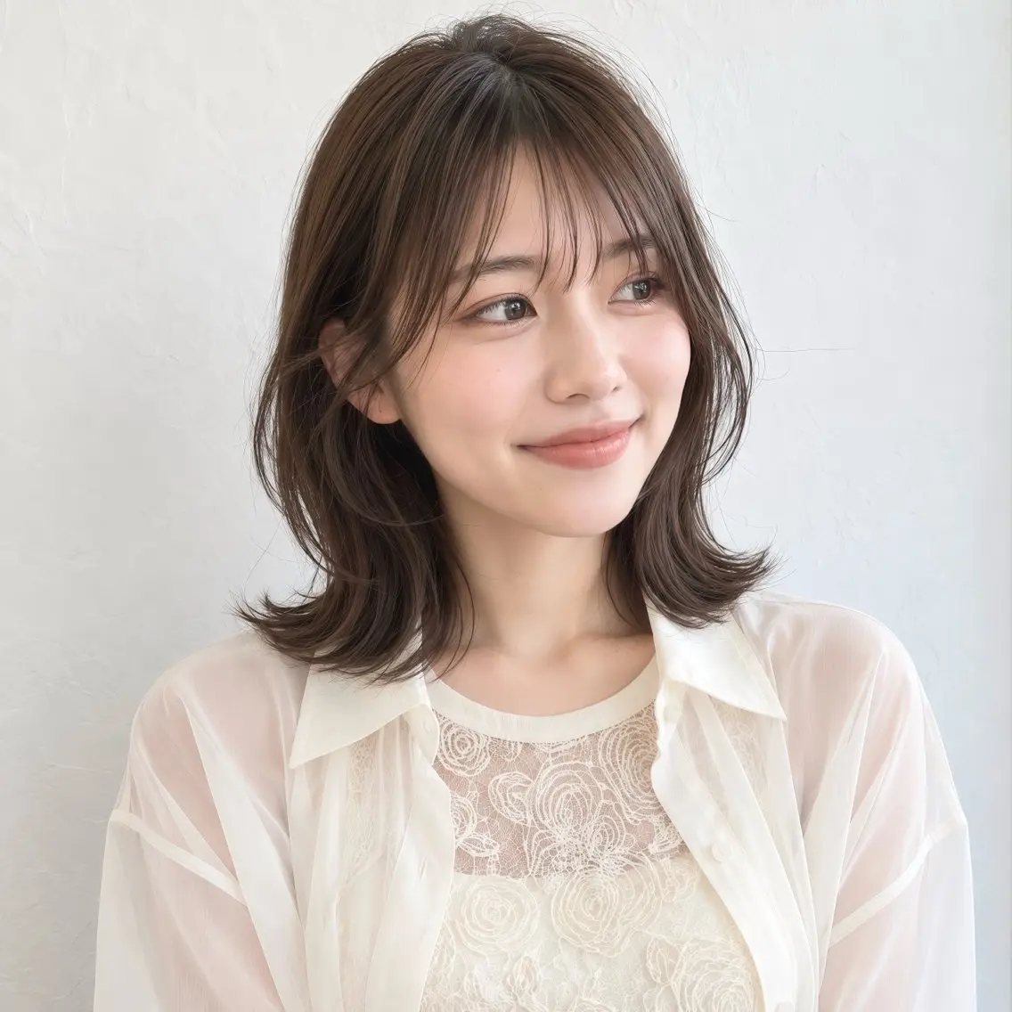 ミディアム カラー ミディアムレイヤー 伸ばしかけ レイヤーカット カット ヘアカラー トリートメント 銀座/モテ🤍垢抜け レイヤー/あさみのヘアスタイル