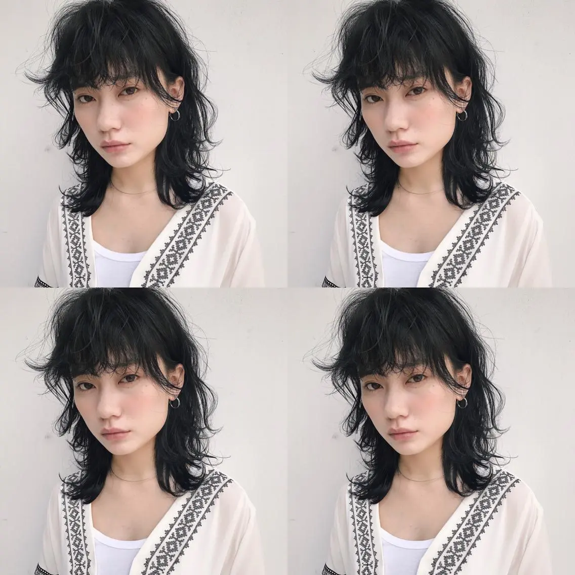 ミディアム カラー パーマ ヘアアレンジ ミディアムパーマ 松田 亮葉のヘアスタイル