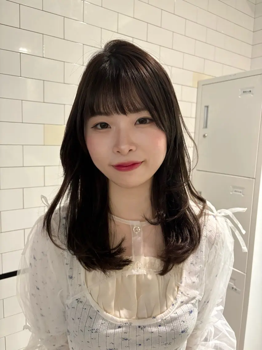 ロング カラー 韓国風ヘア レイヤーカット 上田 涼香のヘアスタイル