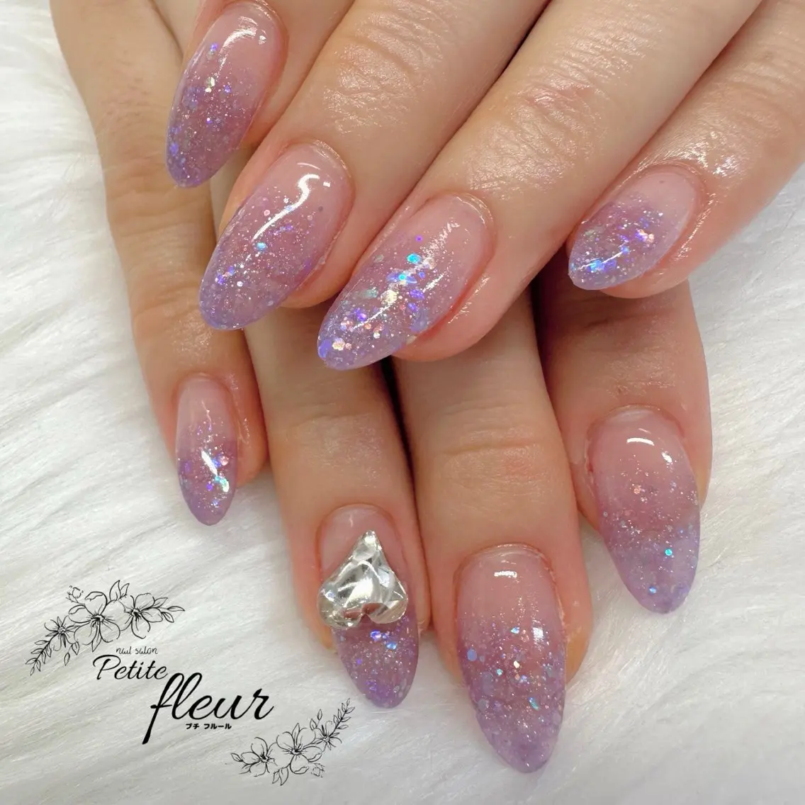 ネイル グラデーション ハート ラメ(グリッター) ラメグラデーション ❁⃘*。Petite fleur❁⃘*りさのネイルデザイン