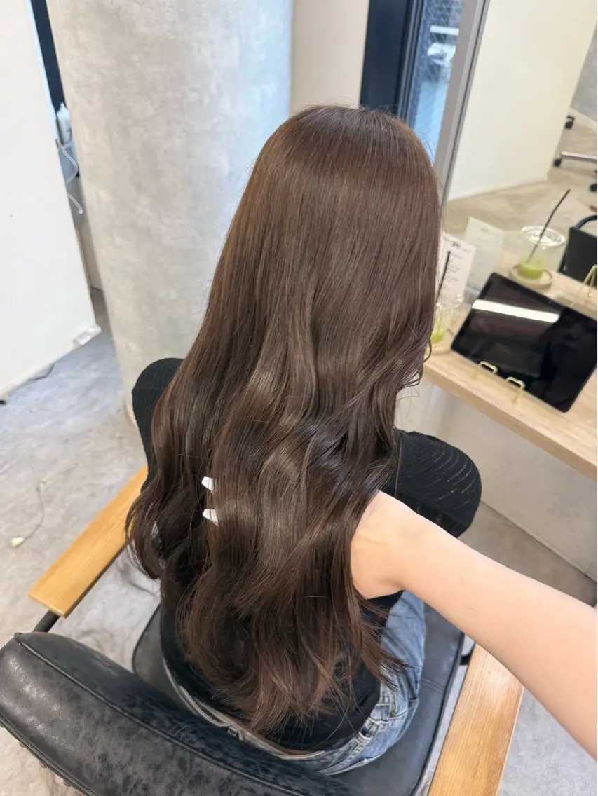 ロング カラー グレージュ ロング ヘアカラー トリートメント Himawari♡ 柔らかいカラーのヘアスタイル