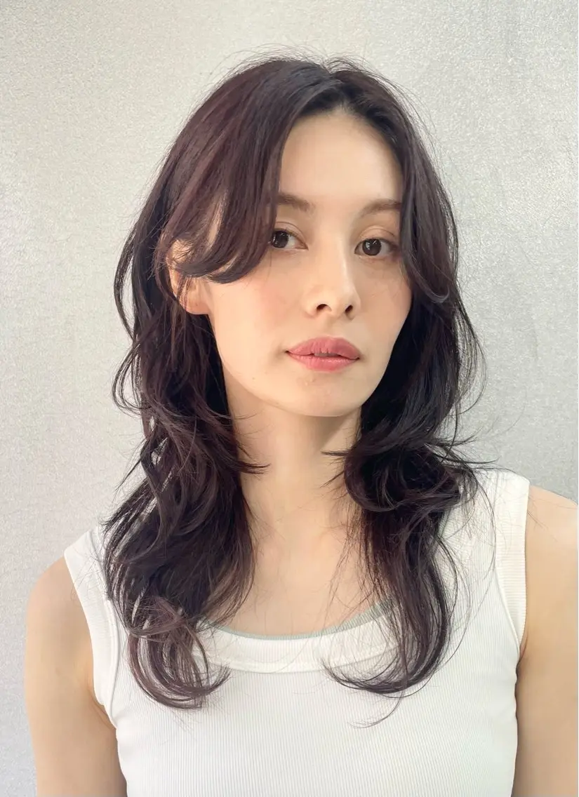ロング ピンクブラウン ハッシュカット カット ヘアカラー yukii しまむら のぞみのヘアスタイル