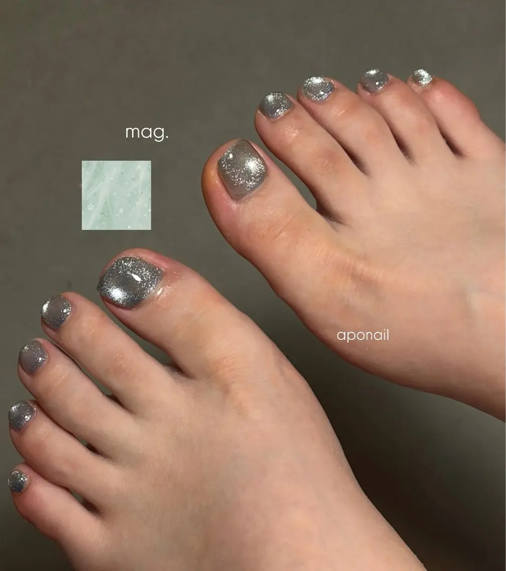 ネイル 長さ出し フットネイル ジェルネイル 韓国ネイル マグネットネイル フットネイル D.dnail🎀 Reinaのネイルデザイン