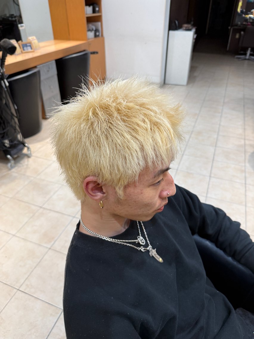 カラー メンズ メンズブリーチ メンズハイトーン ブリーチ 抜きっぱなしブロンド ブロンド ヘアカラー Decor🦄 minatozakiのヘアスタイル