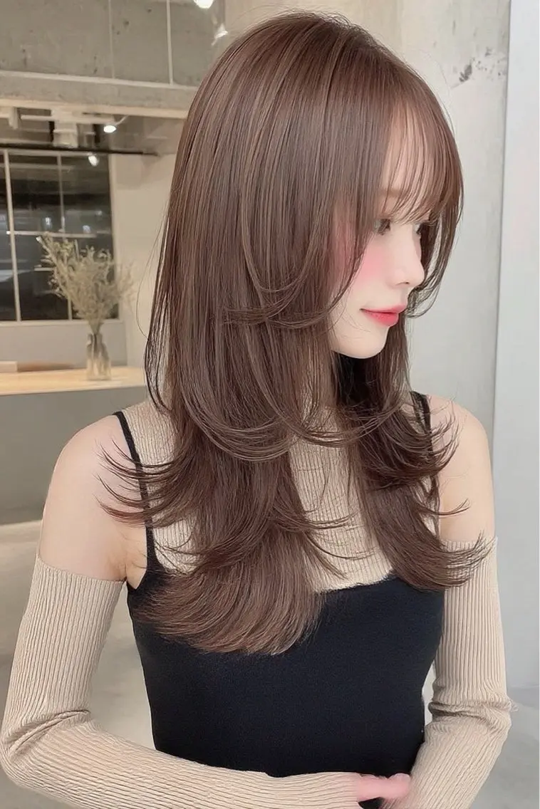 ロング カラー ヘアカラー 🍒モテ暖色カラー × うる艶✧ ゆなのヘアスタイル