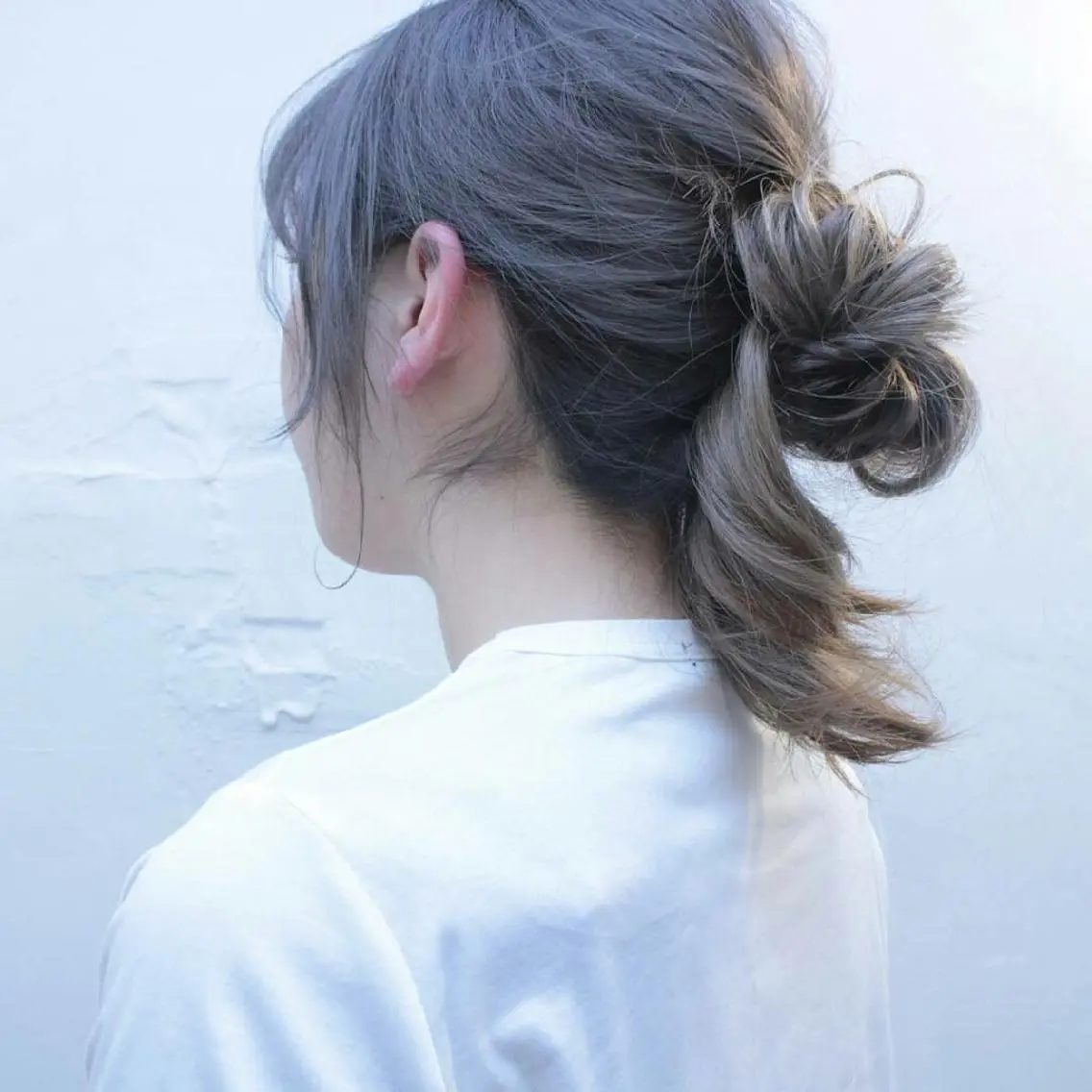 ヘアアレンジ お団子ヘア 簡単アレンジ クニモトハルナ ボブ/柔らかカラーのヘアスタイル