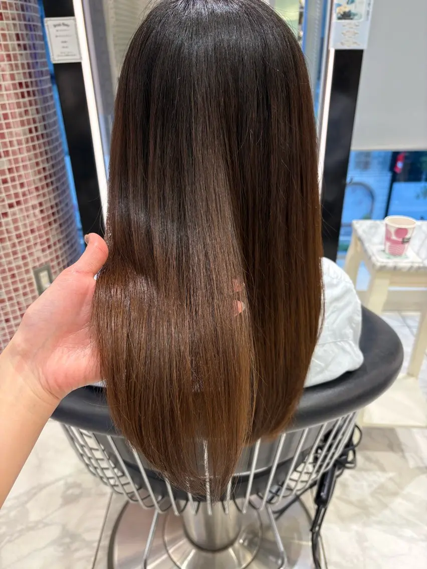 セミロング パーマ カット 縮毛矯正 韓国っぽ水光肌カラー マンツーマン🫧なおのヘアスタイル