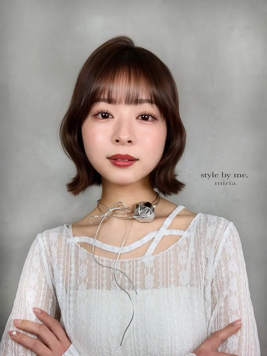 ミディアム ボブレイヤー ボブ 韓国風ヘア レイヤーカット カット ヘアカラー トリートメント 韓・中華美女ヘア 🇰🇷×🇨🇳のヘアスタイル