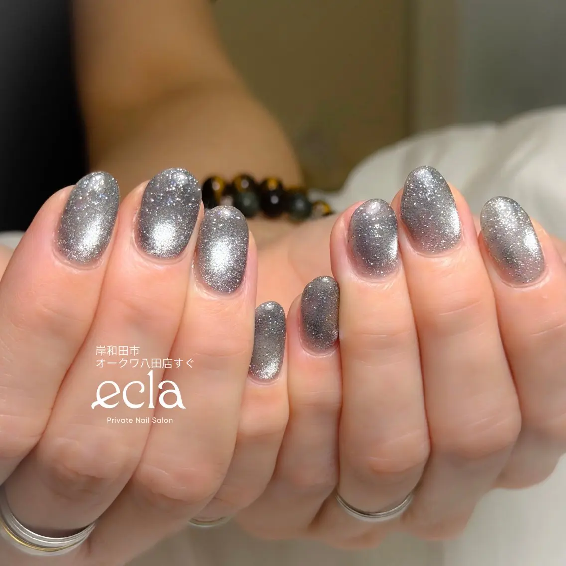 ネイル フラッシュネイル フラッシュマグ キラキラネイル ワンカラーネイル シルバー Nail Salon ecla 〜エクラ〜のネイルデザイン