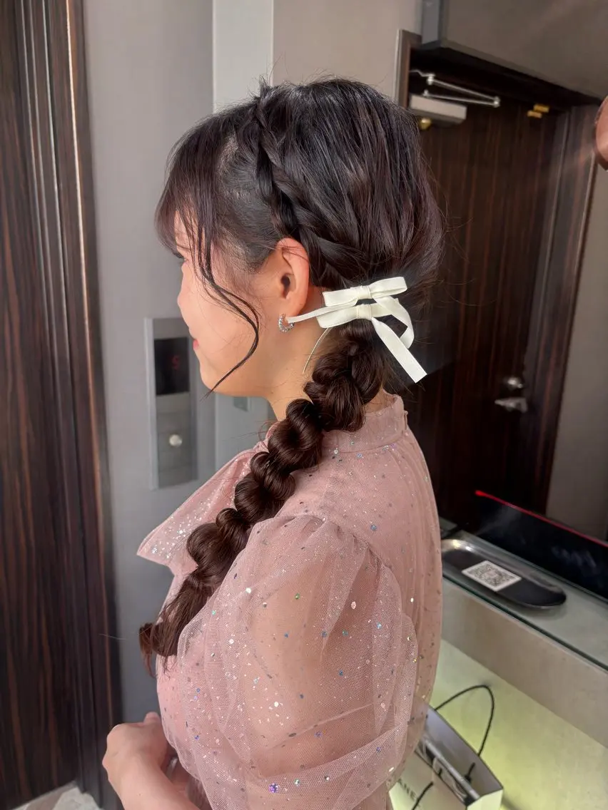 ヘアアレンジ ヘアセット ブリーチなしWカラー ヘアセット菜希のヘアスタイル