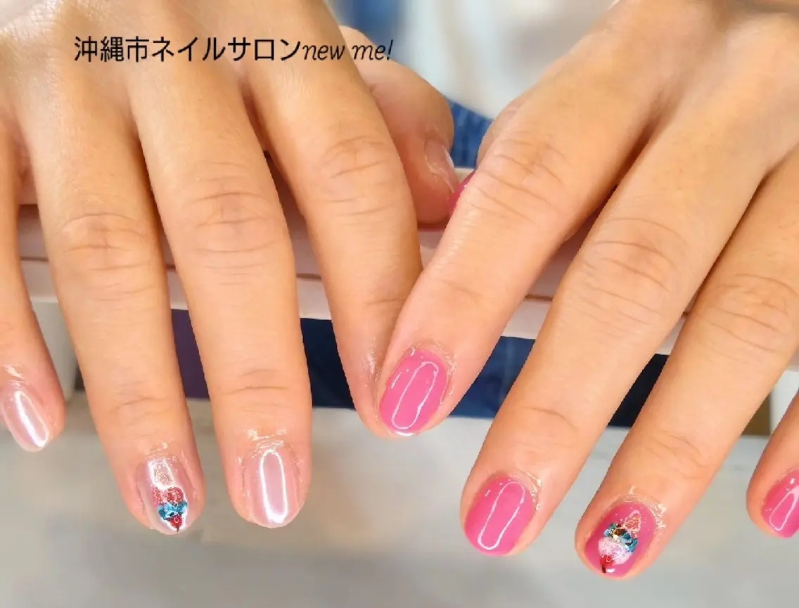ネイル ⋆⑅˚ new  me!  ˖୨ৎ‧˚のネイルデザイン