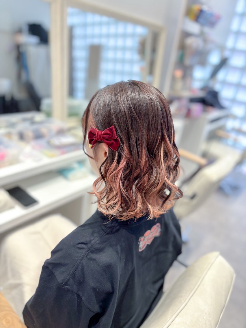ミディアム ヘアアレンジ ミディアムパーマ ボブ ヘアセット ⭐︎moe 【ヘアセット🧸】のヘアスタイル