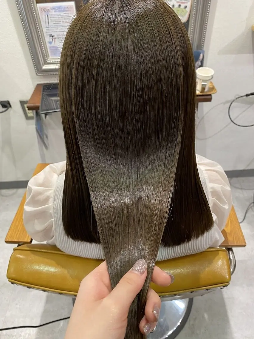 ミディアム カラー 髪質改善 縮毛矯正 トリートメント 髪質改善アンジュール ひかりのヘアスタイル