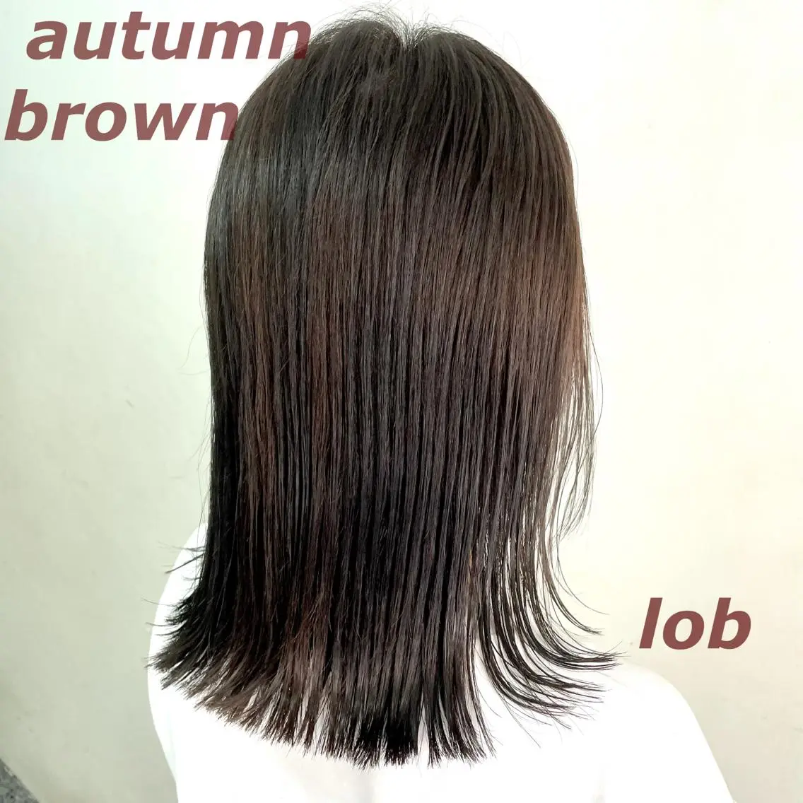 セミロング カラー ブラウンカラー 切りっぱなしロブ カット ヘアカラー トリートメント 切りっぱなしボブ ソノキユウカのヘアスタイル