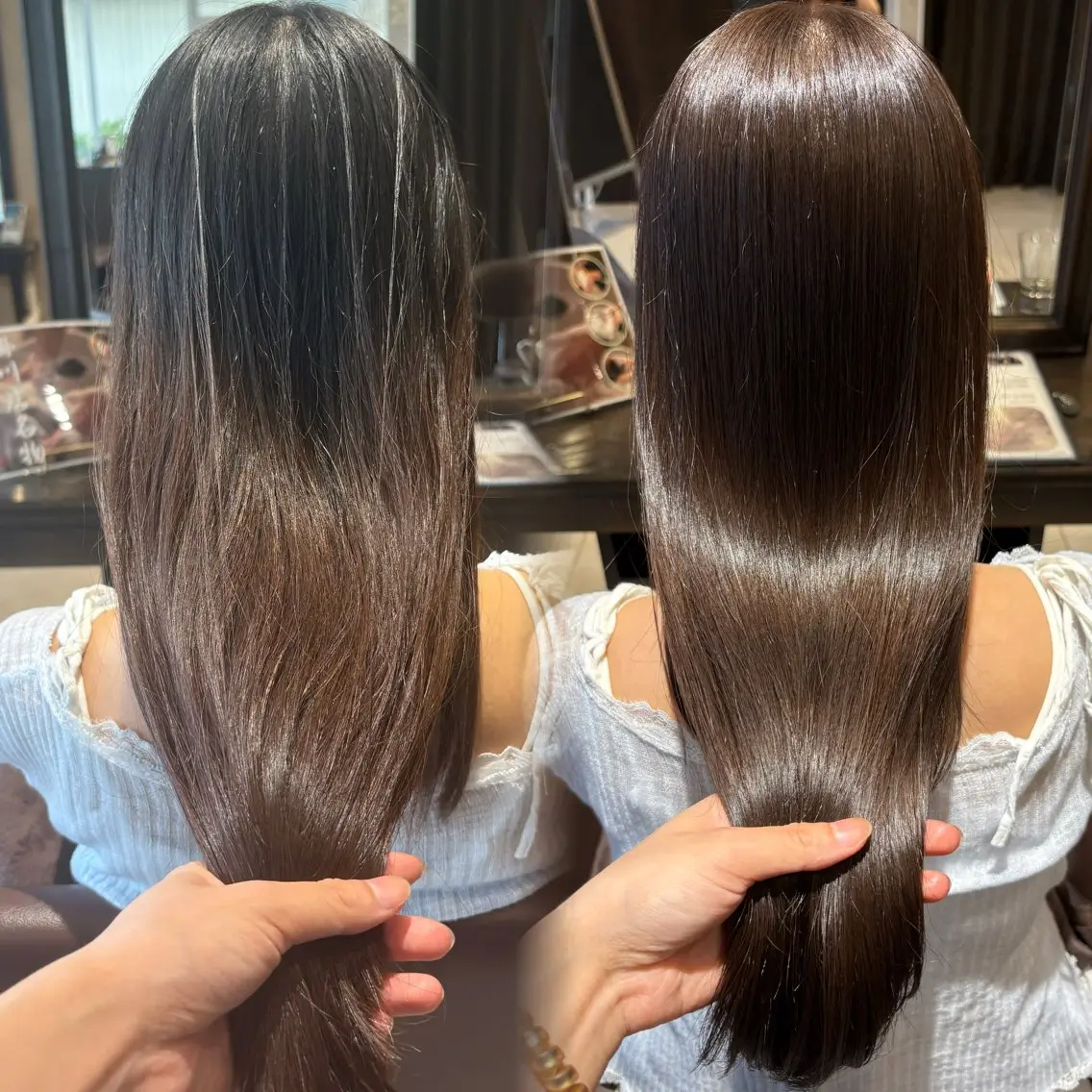 カラー グレージュ ミント 宮下 紗歩のヘアスタイル