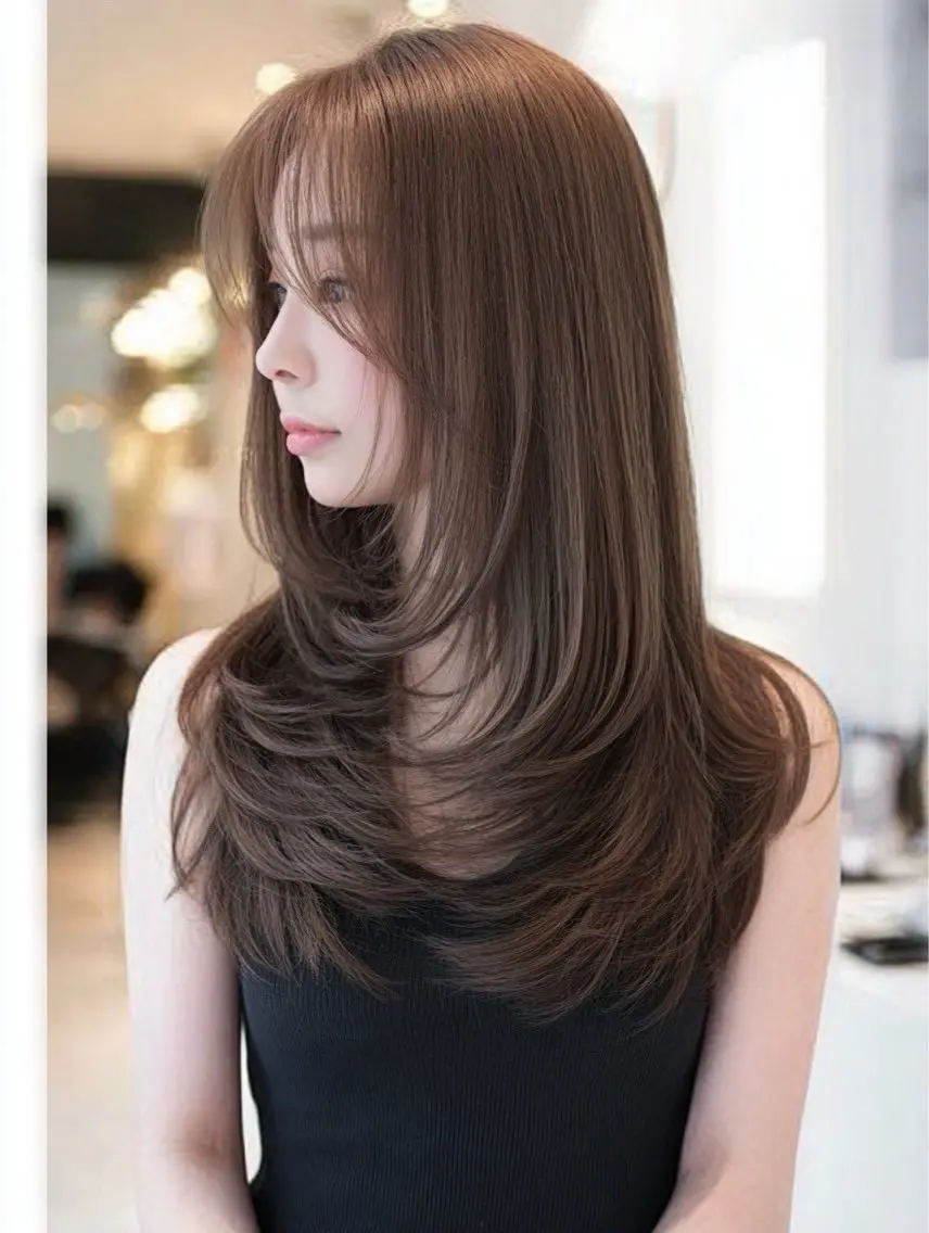 ロング カラー ヘアカラー 🍒モテ暖色カラー × うる艶✧ ゆなのヘアスタイル