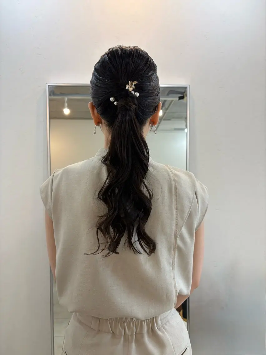セミロング ヘアアレンジ ヘアセット eri kinjoのヘアスタイル