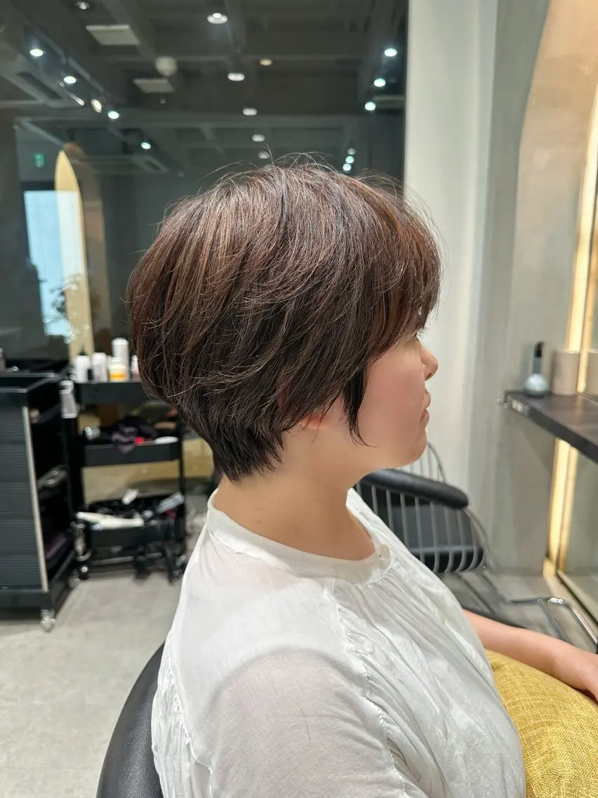 ショート ボブ 顔周りカット 髪質改善 ショートヘア 縮毛矯正 カット ヘアカラー トリートメント ヘッドスパ 縮毛矯正/レイヤー taiga🐯のヘアスタイル