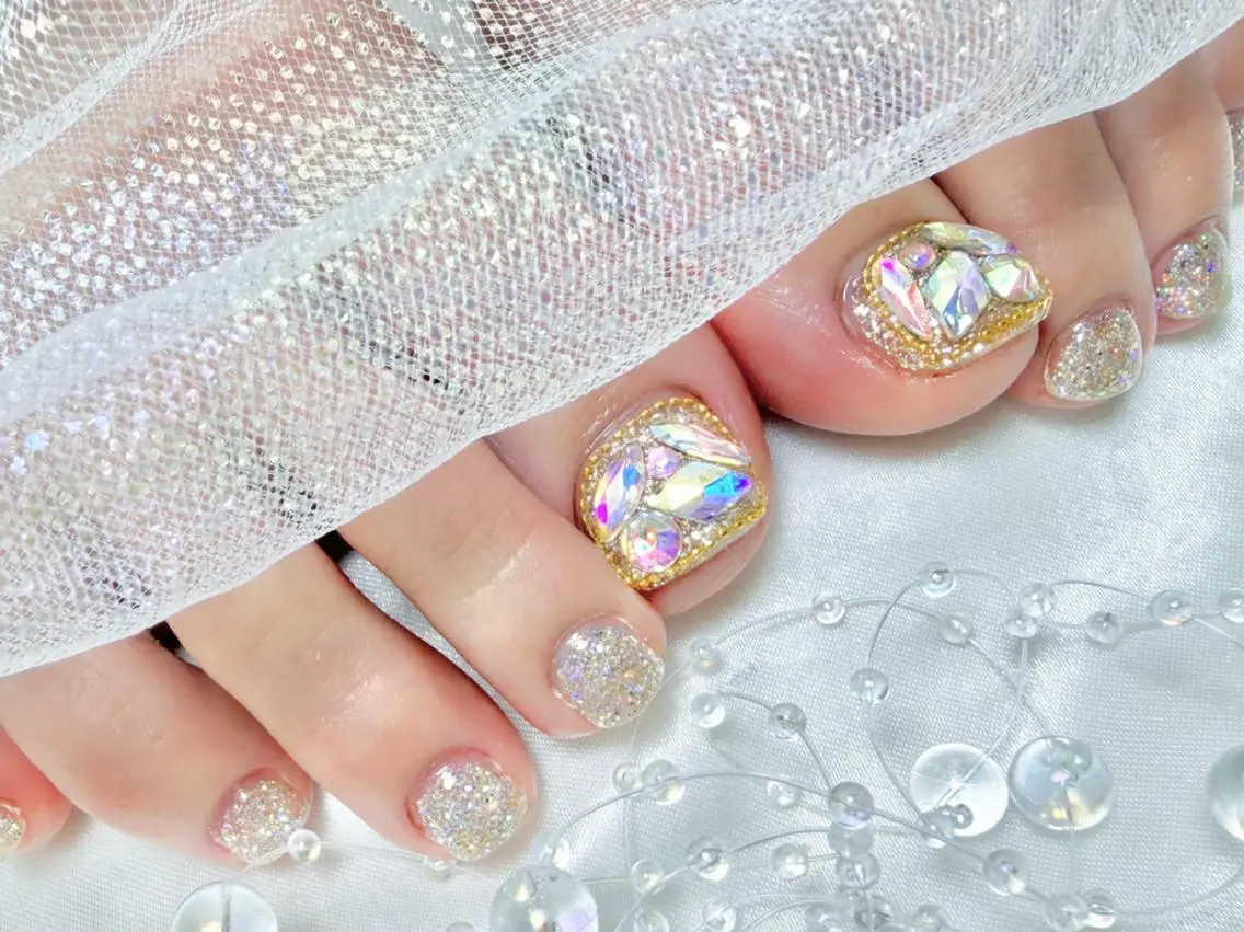 ネイル フットネイル ジェルネイル 韓国ネイル パラジェル ワンホンネイル フットネイル joie ange 雪菜のネイルデザイン