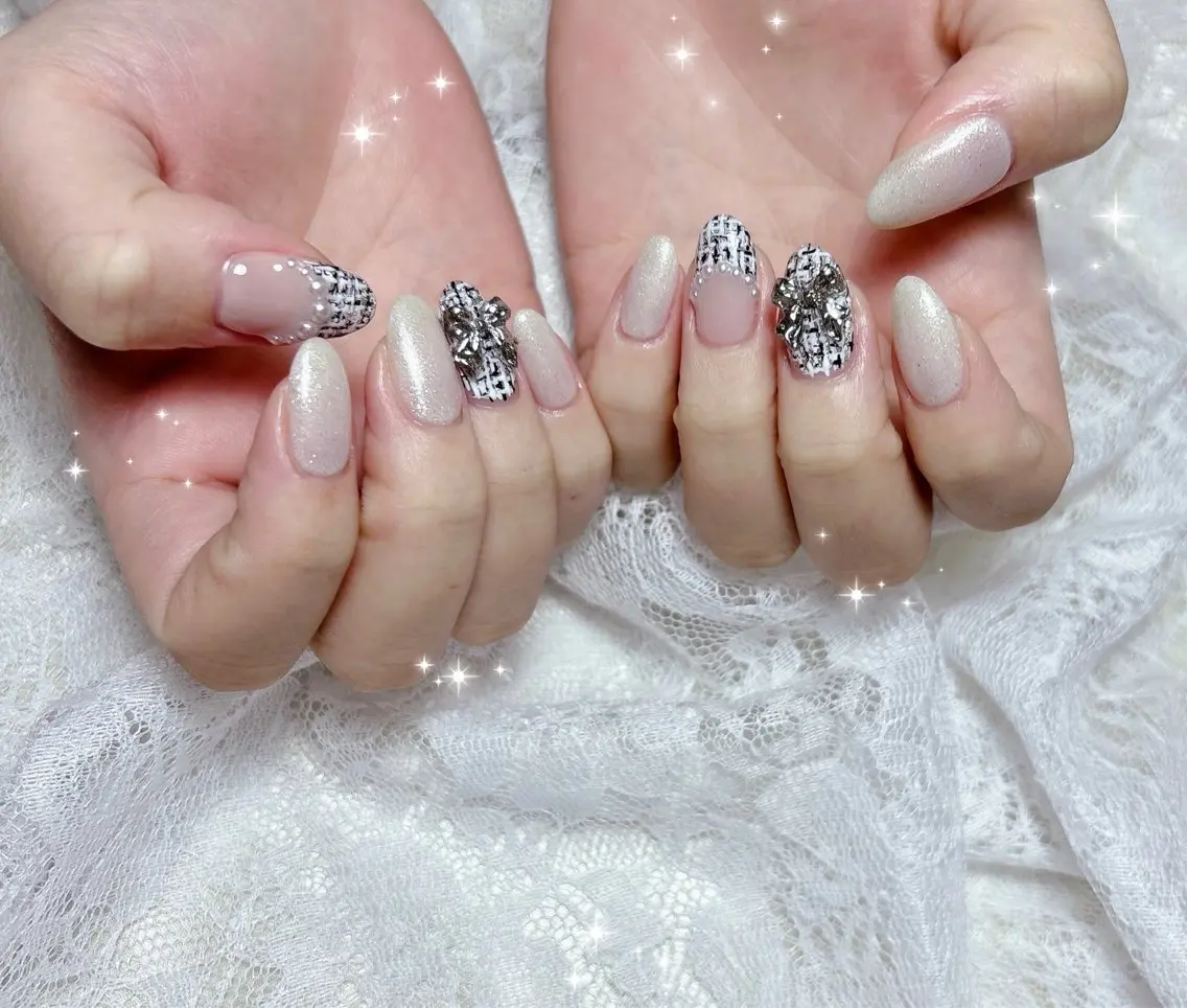 ネイル アートネイル ツイードネイル ハンドネイル FLARE NAIL フレアネイルのネイルデザイン