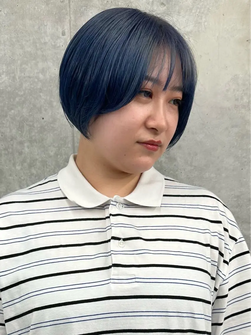 ショート カラー ブルーカラー カット ヘッドスパ ボブ/ゆるふわ ボブパーマ/とういのヘアスタイル