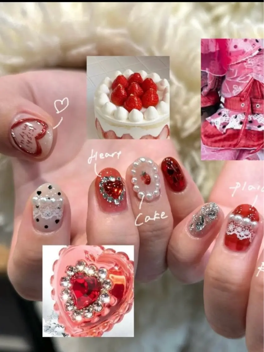 💗持ち込みデザイン6980💅 自瓜ジェルオフ無料。小さめストーン・パーツ・シール付け放題。アート・大きパーツは対象外の写真