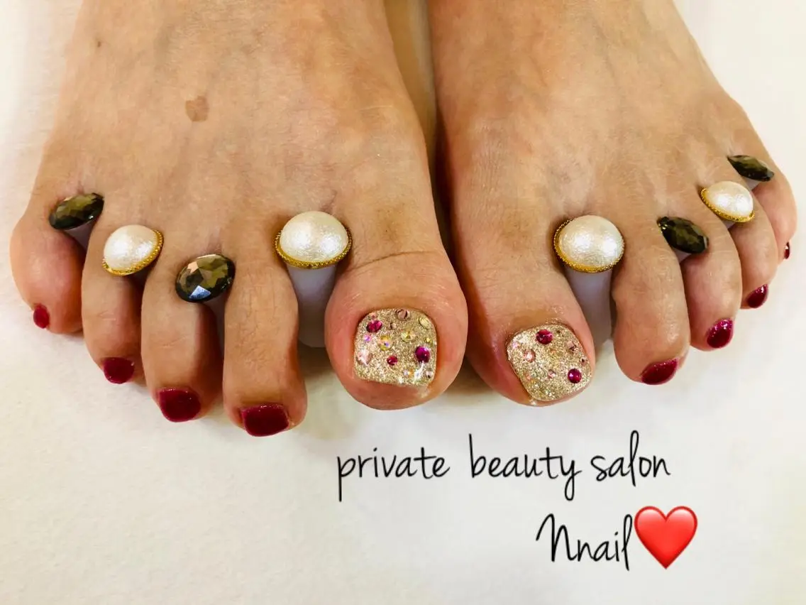 ネイル アートネイル 持ち込み フットネイル 🌿Nnail🌿 プライベートサロンのネイルデザイン