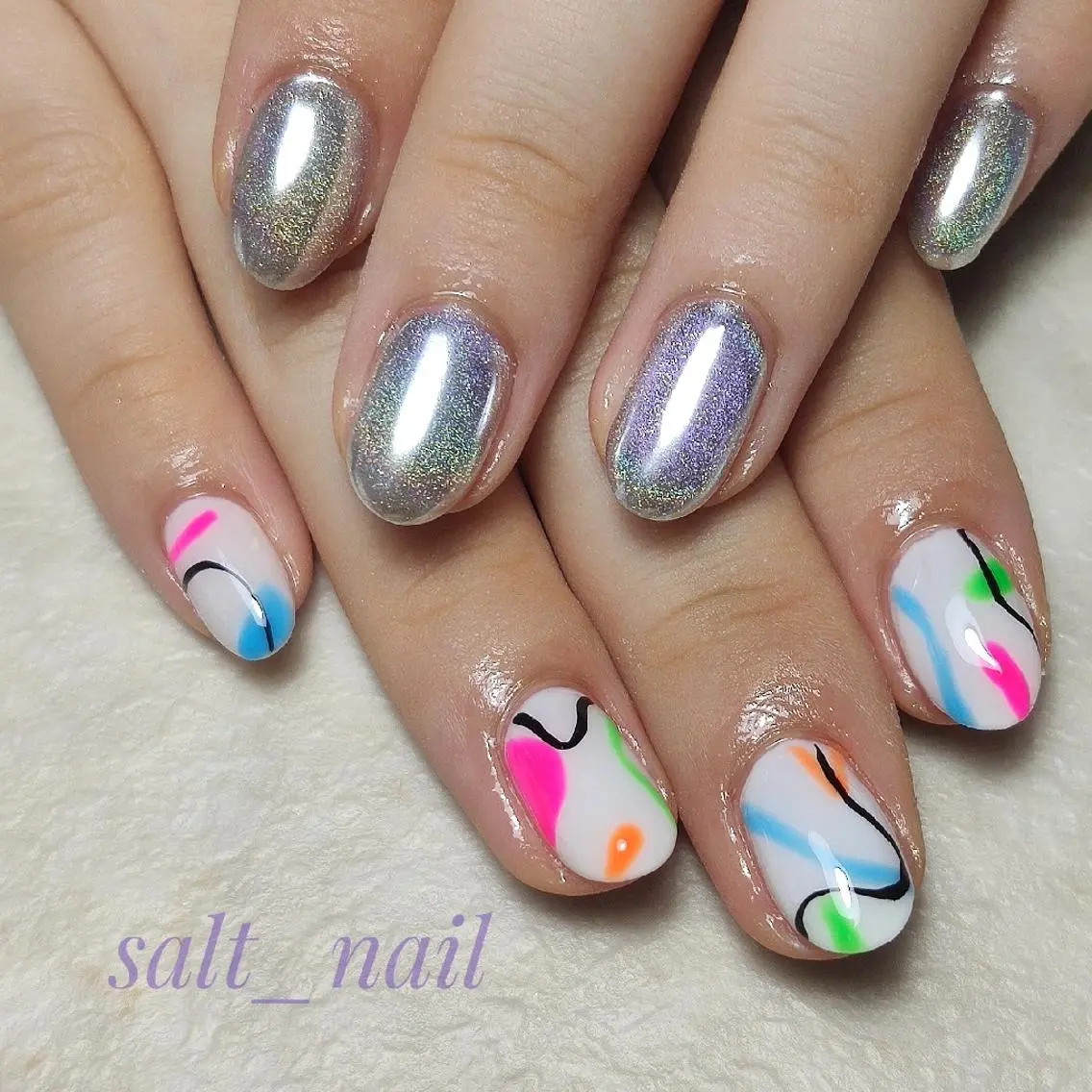 ネイル アートネイル マグネットネイル ハンドネイル 個人サロン saltnailのネイルデザイン