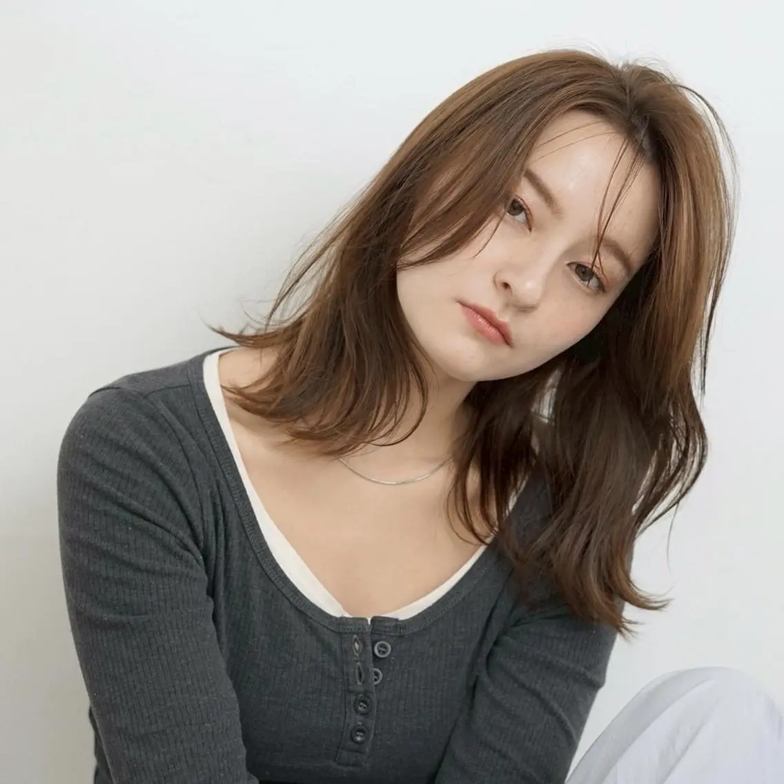 ミディアム カラー ヘアアレンジ 透明感カラー PearL suzukaのヘアスタイル