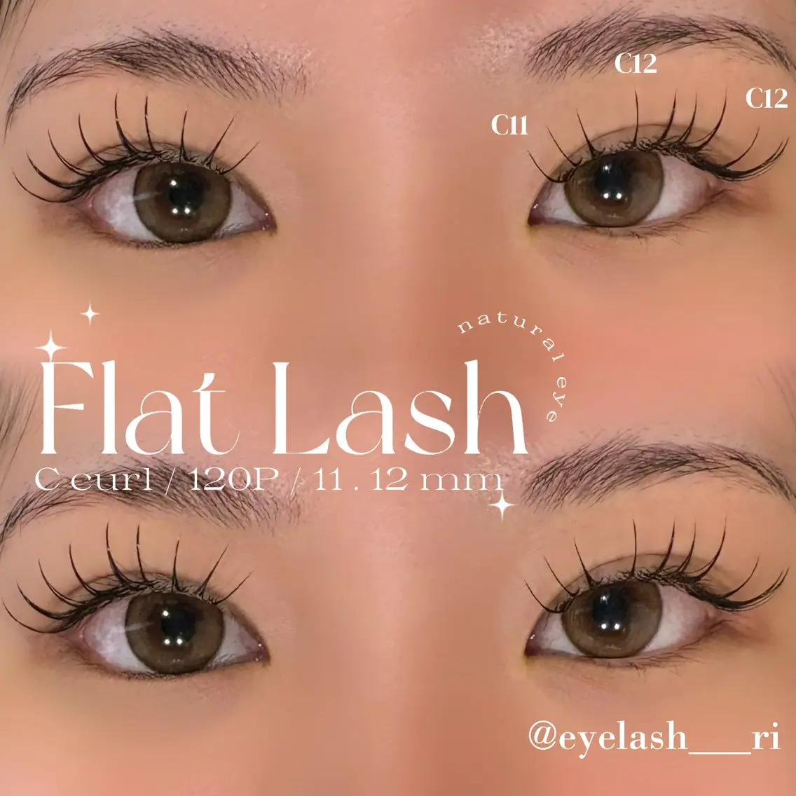 マツエク・マツパ Cカール フラットラッシュ ナチュラル マツエク eyelash Lily Rinaのマツエク・マツパデザイン