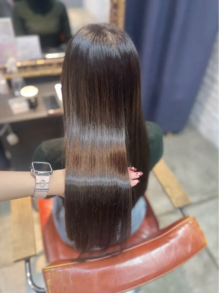 ロング カット ヘアカラー トリートメント 前髪、顔まわりカット 🎀ゆうなのヘアスタイル