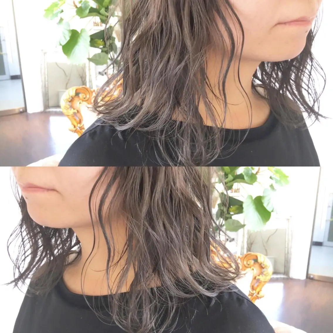 ロング カラー パーマ ヘアアレンジ アッシュ ベージュカラー エグチ アキラのヘアスタイル
