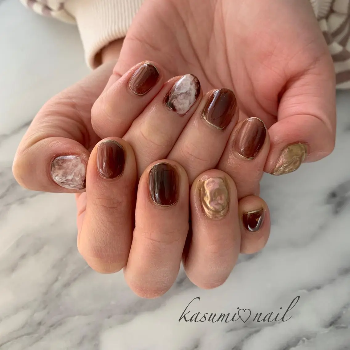ネイル アートネイル フットネイル 大理石ネイル(マーブル) ミラーネイル ニュアンスネイル KASUMI♡ Nailのネイルデザイン