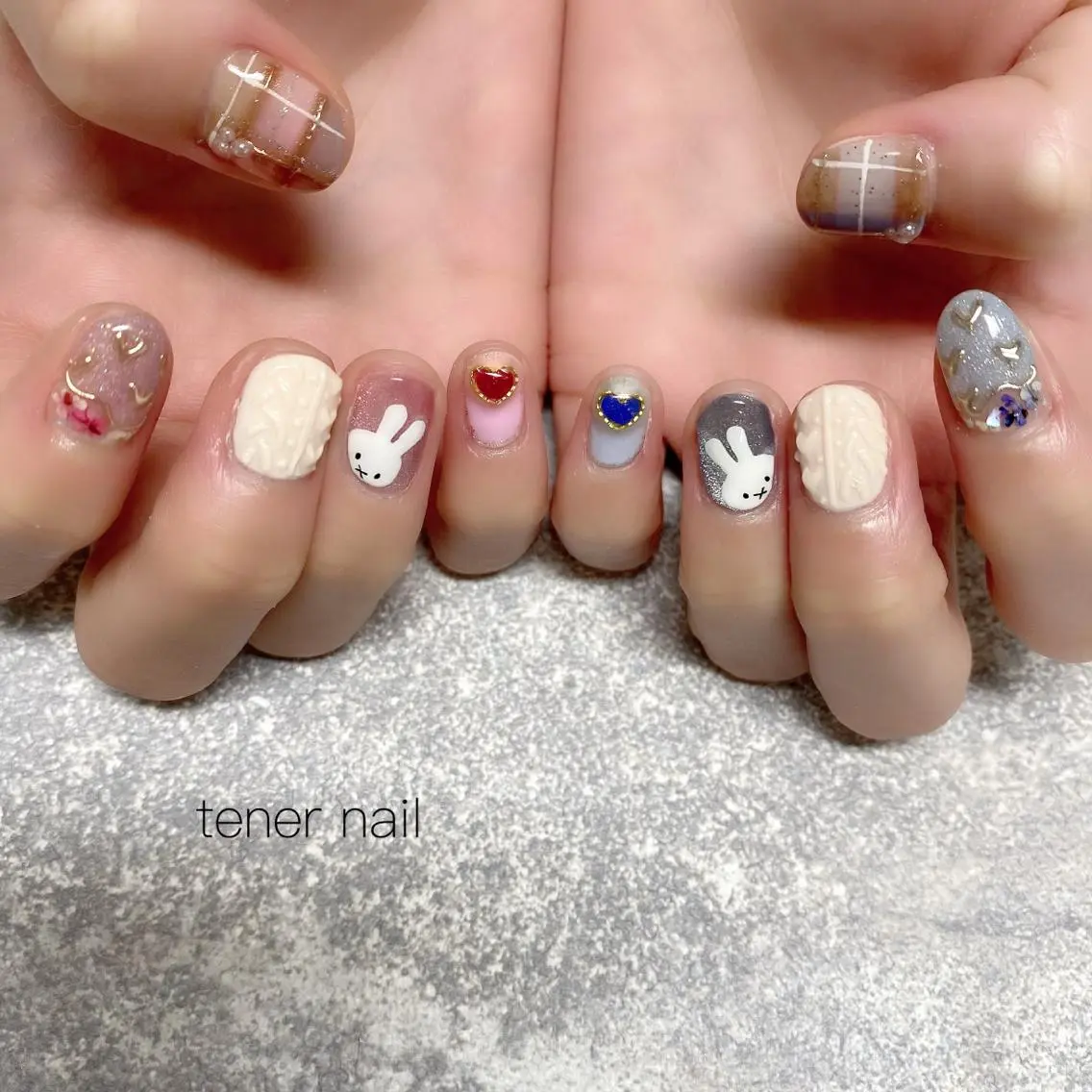 ネイル ブルー ピンク テネルネイル tener nailのネイルデザイン
