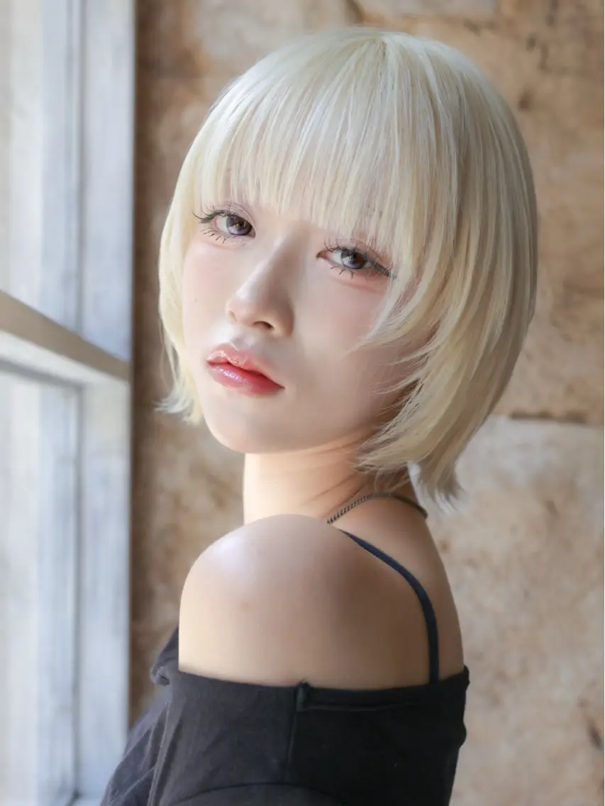 ショート ボブ 顔まわりレイヤー レイヤーカット カット ヘアカラー トリートメント ボブ/髪質改善 カラー/縮毛/高山のヘアスタイル