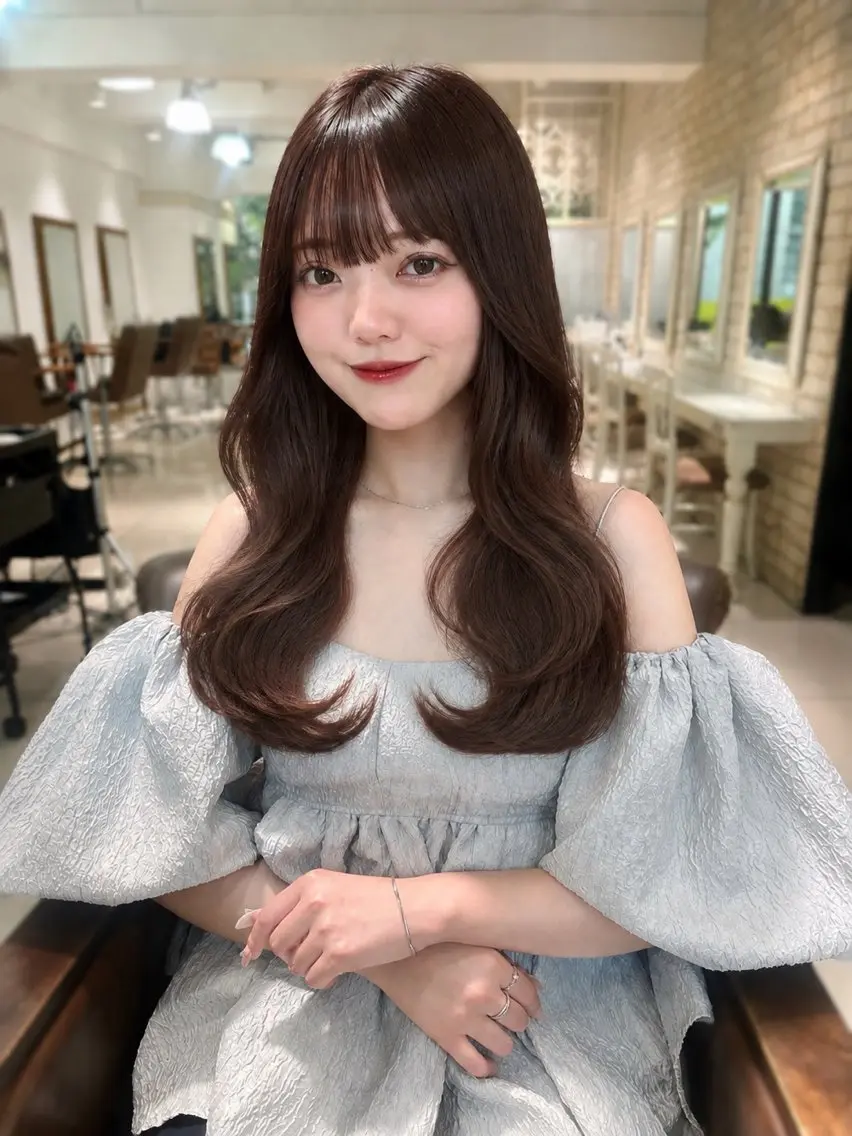 ロング ヘアセット 柔らかグレージュ🤍 髪質改善Hanakaのヘアスタイル