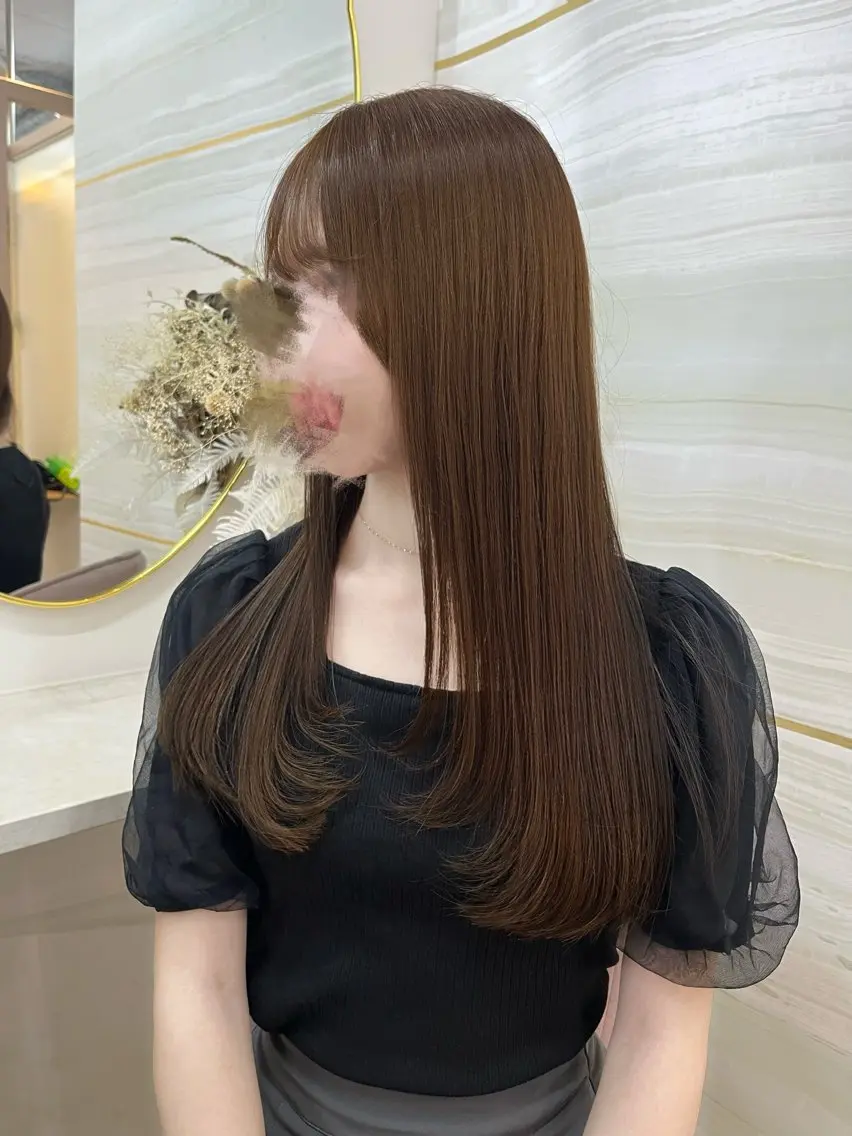 ロング カラー ベージュカラー ブラウンカラー ブラウンベージュ 韓国風ヘア レイヤーカット カット ヘアカラー あみ/暗髪オリ ーブ特化🍃髪質改善のヘアスタイル