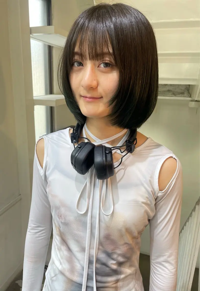 ショート ボブ レイヤーカット カット 平野 叶花のヘアスタイル