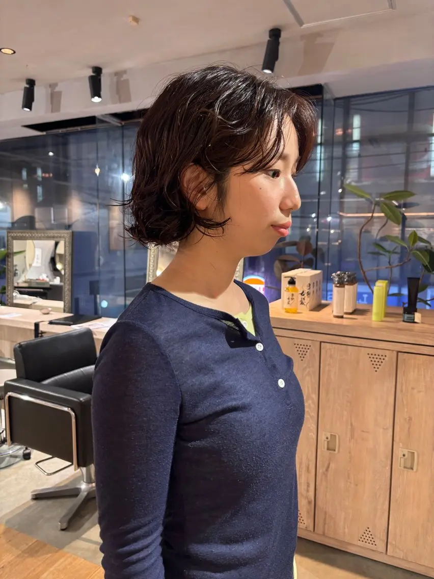 ショート ボブ カット パーマ 山本 千尋のヘアスタイル