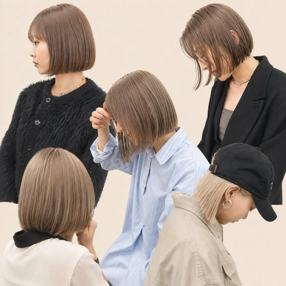 ミディアム カラー ベージュカラー ブリーチ 透明感カラー ハイトーンカラー ハイトーンベージュ カット ヘアカラー トリートメント 岡本康平/ケアブリ ーチ/小顔カットのヘアスタイル